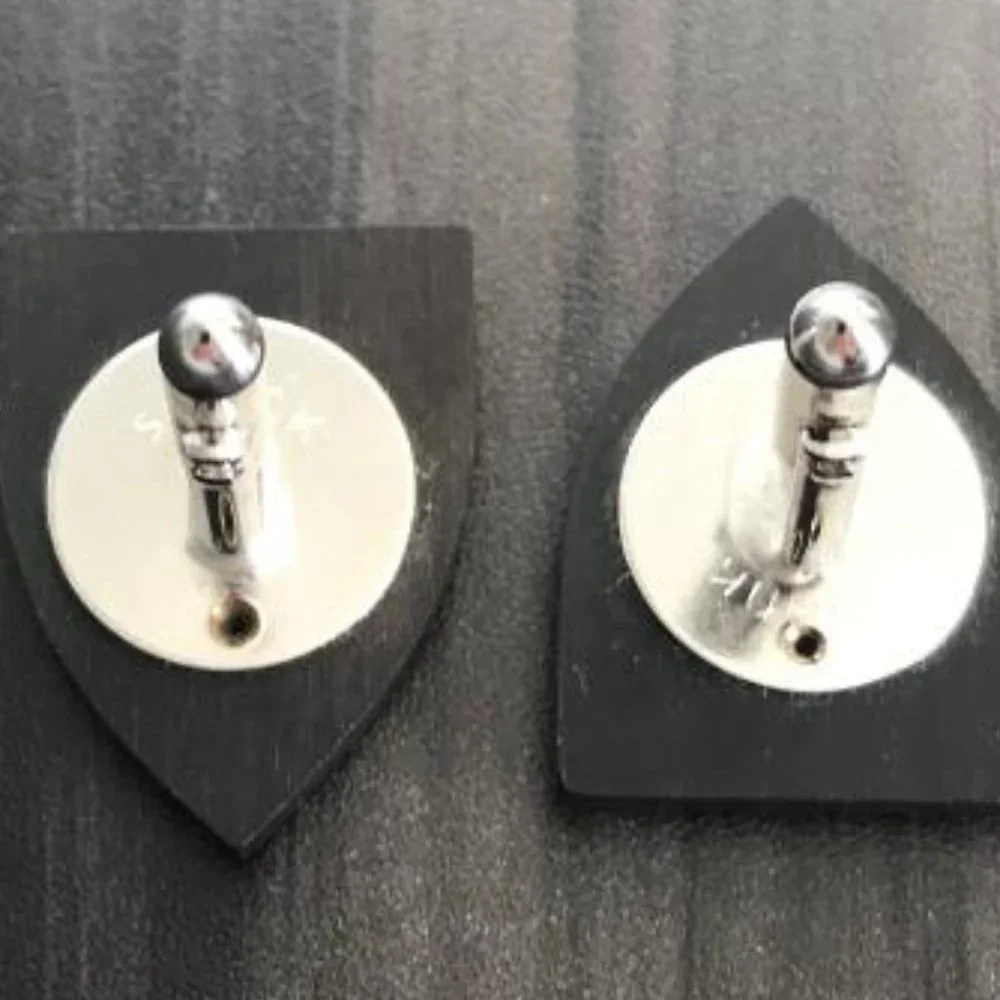 Swank Wood Base Shield & Crest Cuff Links